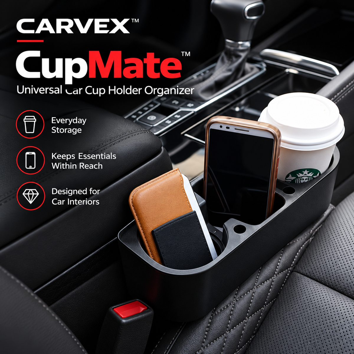 DualMate™ – Dual Cup Holder Organizer
